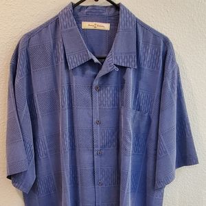 Tommy Bahama 100% Silk, Short Sleeve Dress Shirt, Size XL, Blue